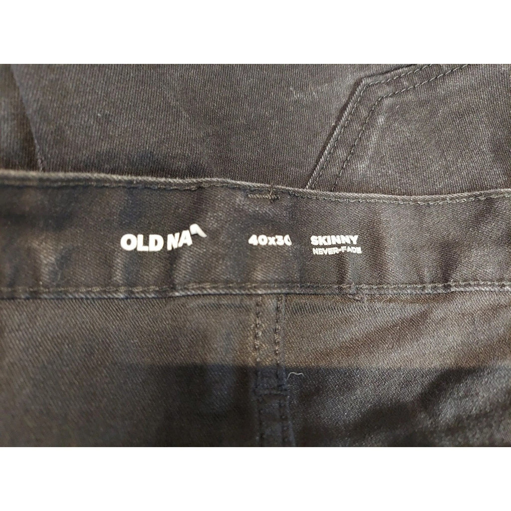 Old Navy Mens Skinny Fit Jeans 40x30 Black Never-Fade Denim Pants