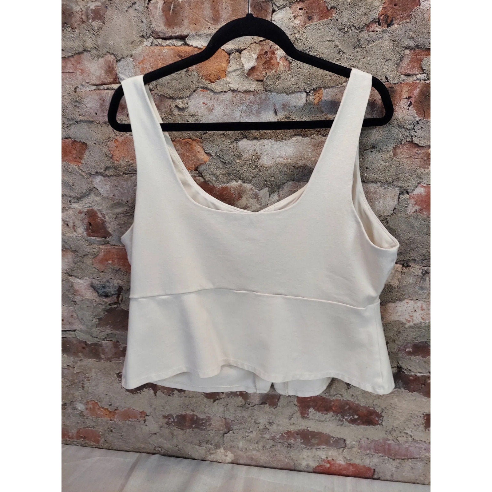A New Day Womens Tank Top Blouse XXL Cream Scoop Neck Button Front