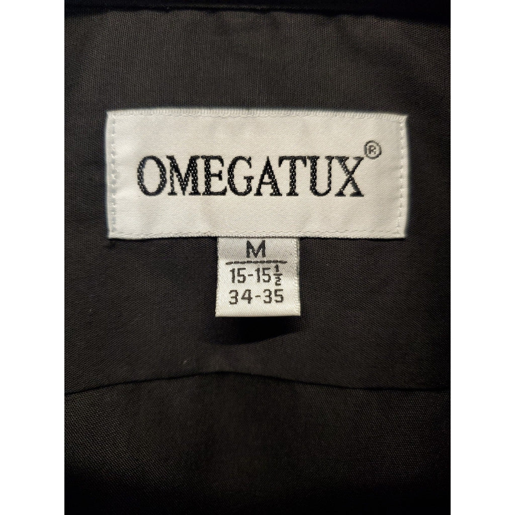OMEGATUX Mens Black Pleated Tuxedo Dress Shirt M 15 1/2 34 35 Formal