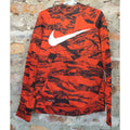 Nike Mens Small Hoodie Pullover Orange Black Abstract Pattern Dri-FIT Athletic