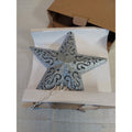 Christmas Tree Topper Lighted Star 8 Inch Silver Glitter Filigree Scroll Decor