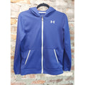 Under Armour Youth L Full Zip Hoodie YLG Blue COLDGEAR Loose Fit Fleece Lined
