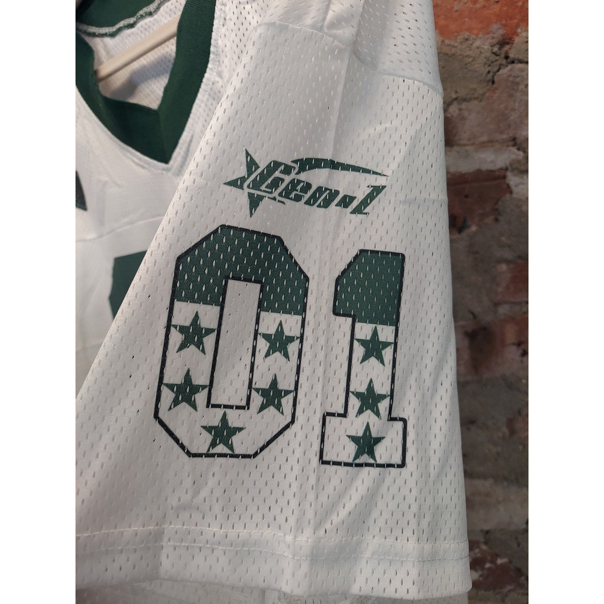 Legendary Womens Jersey L White Green 01 Mesh V Neck Football Style Shirt