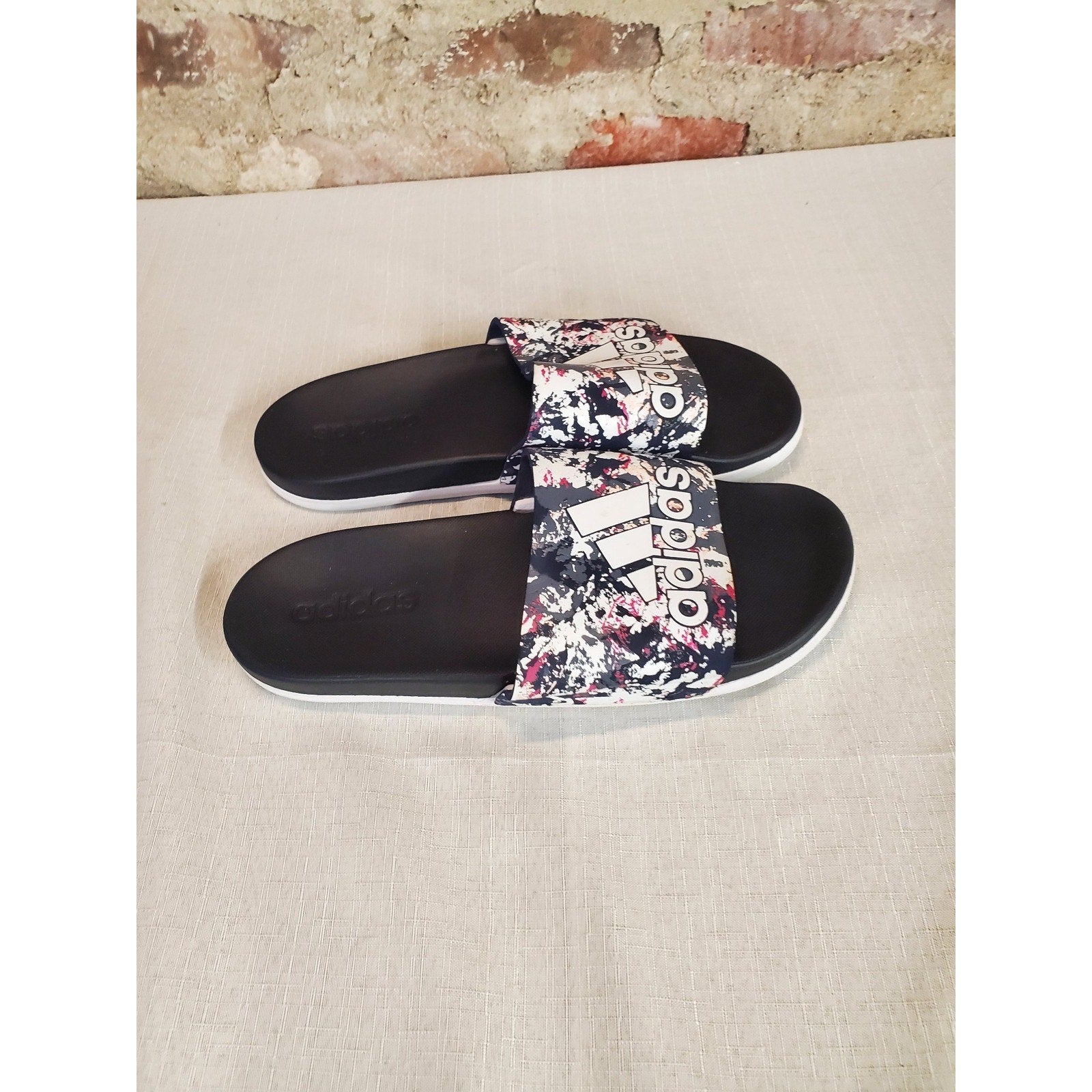 Adidas Mens Slides Size 8 Tie Dye Multicolor Pool Beach Casual Athletic Sandal