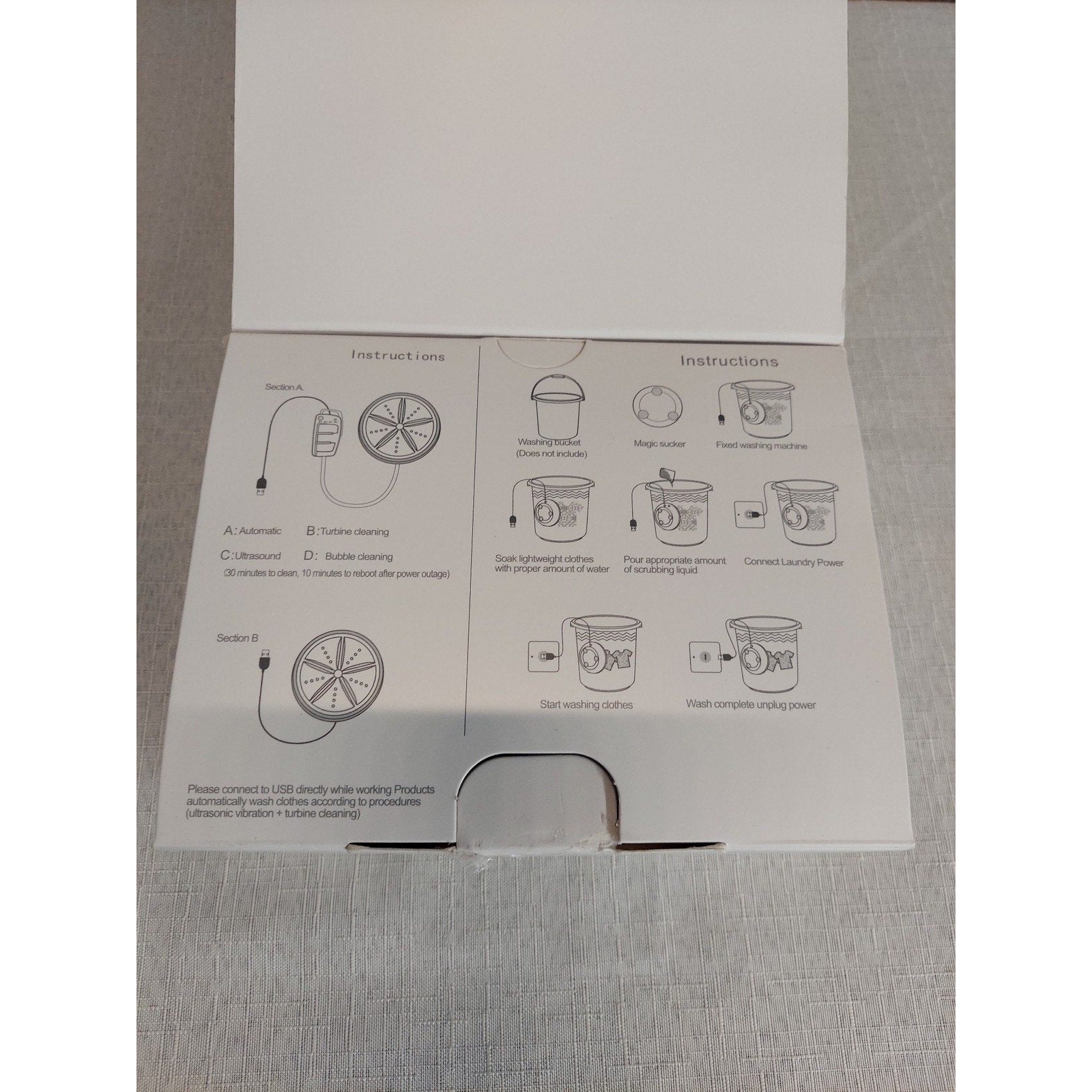 Portable Mini Washer Ultrasonic Turbine Wash USB Powered Travel Laundry Clothes