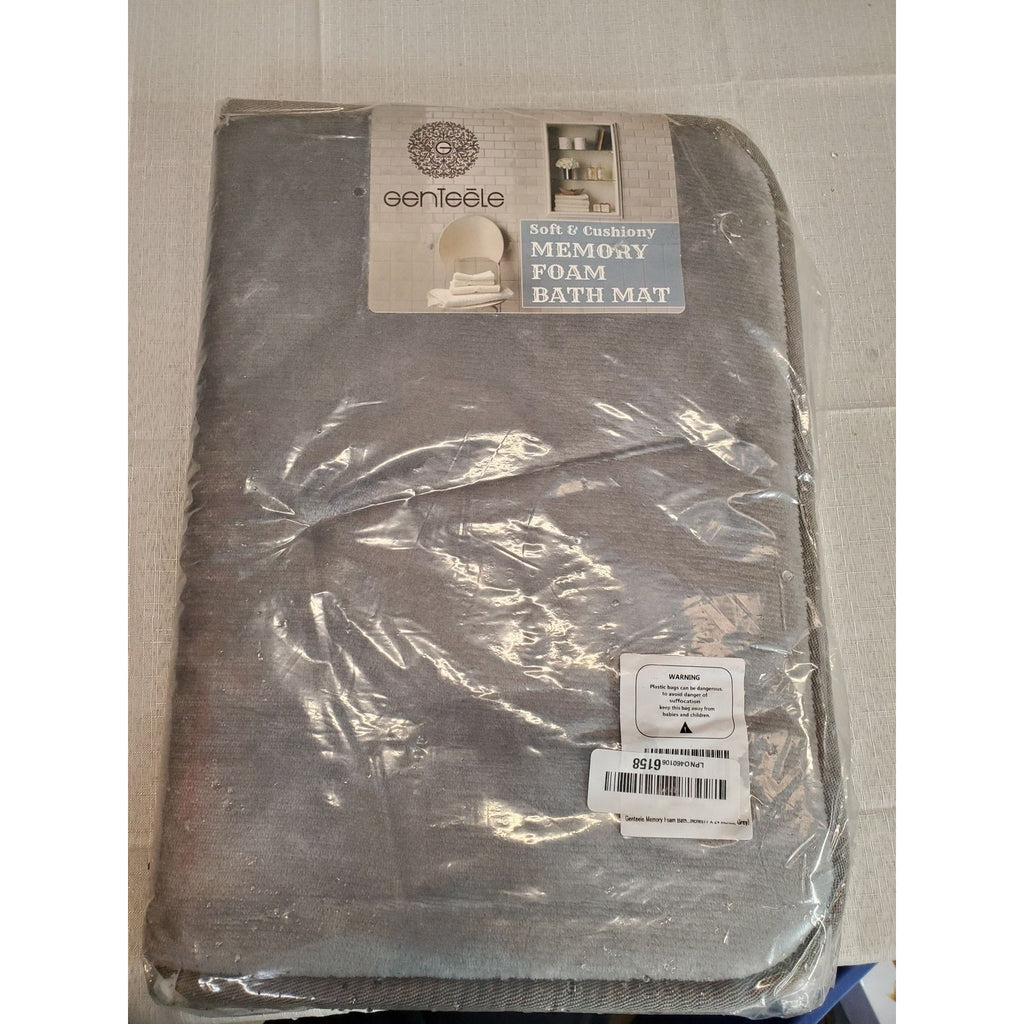 Genteele Memory Foam Bath Mat Soft Non Slip Absorbent Bathroom Rug Gray