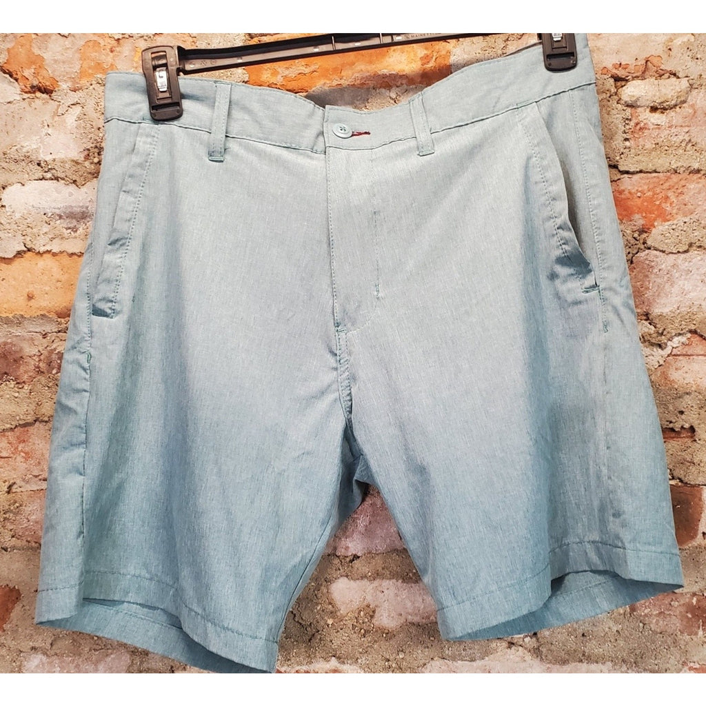 BURNISDE Mens Shorts Size 33 Light Blue Heathered Hybrid Performance Stretch