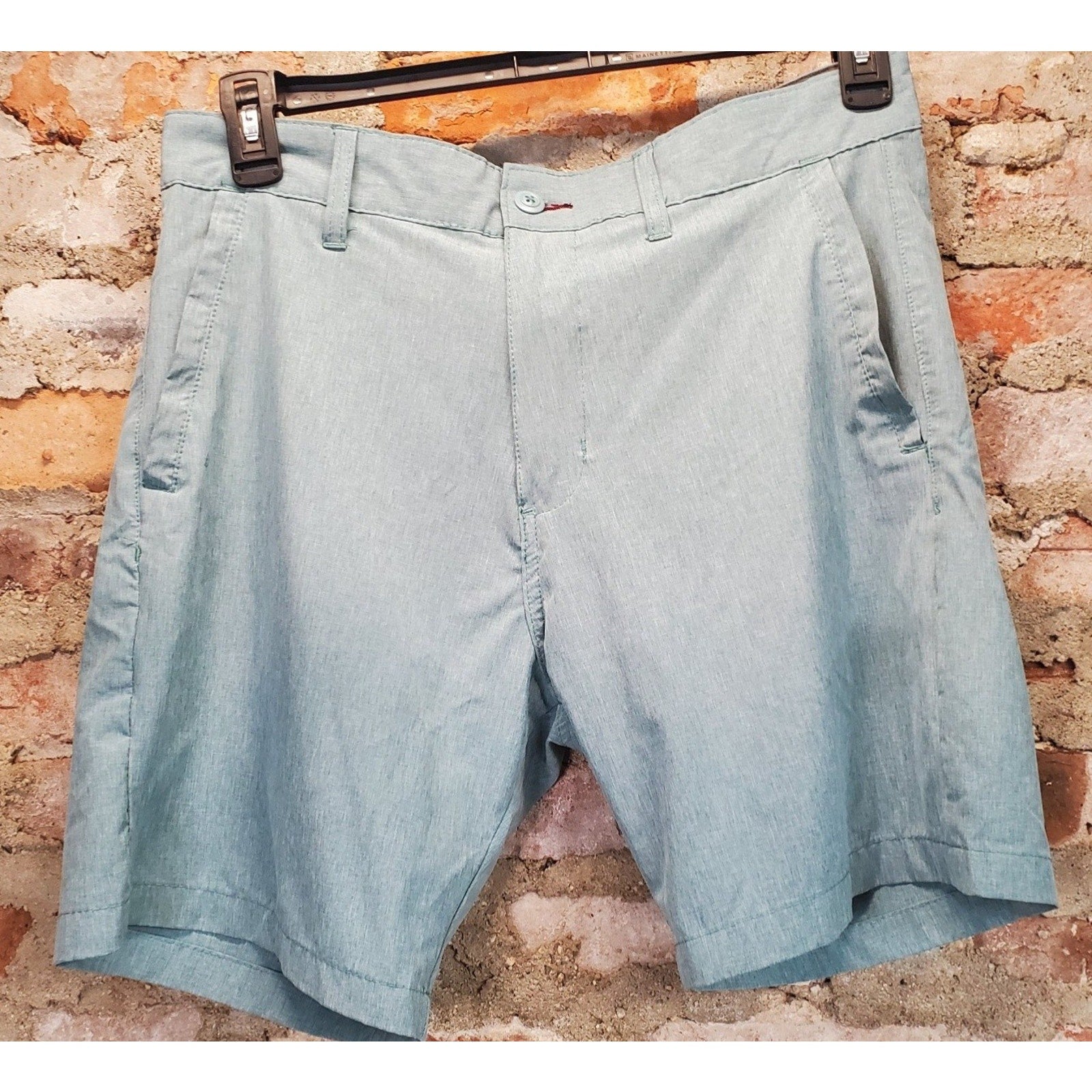 BURNISDE Mens Shorts Size 33 Light Blue Heathered Hybrid Performance Stretch