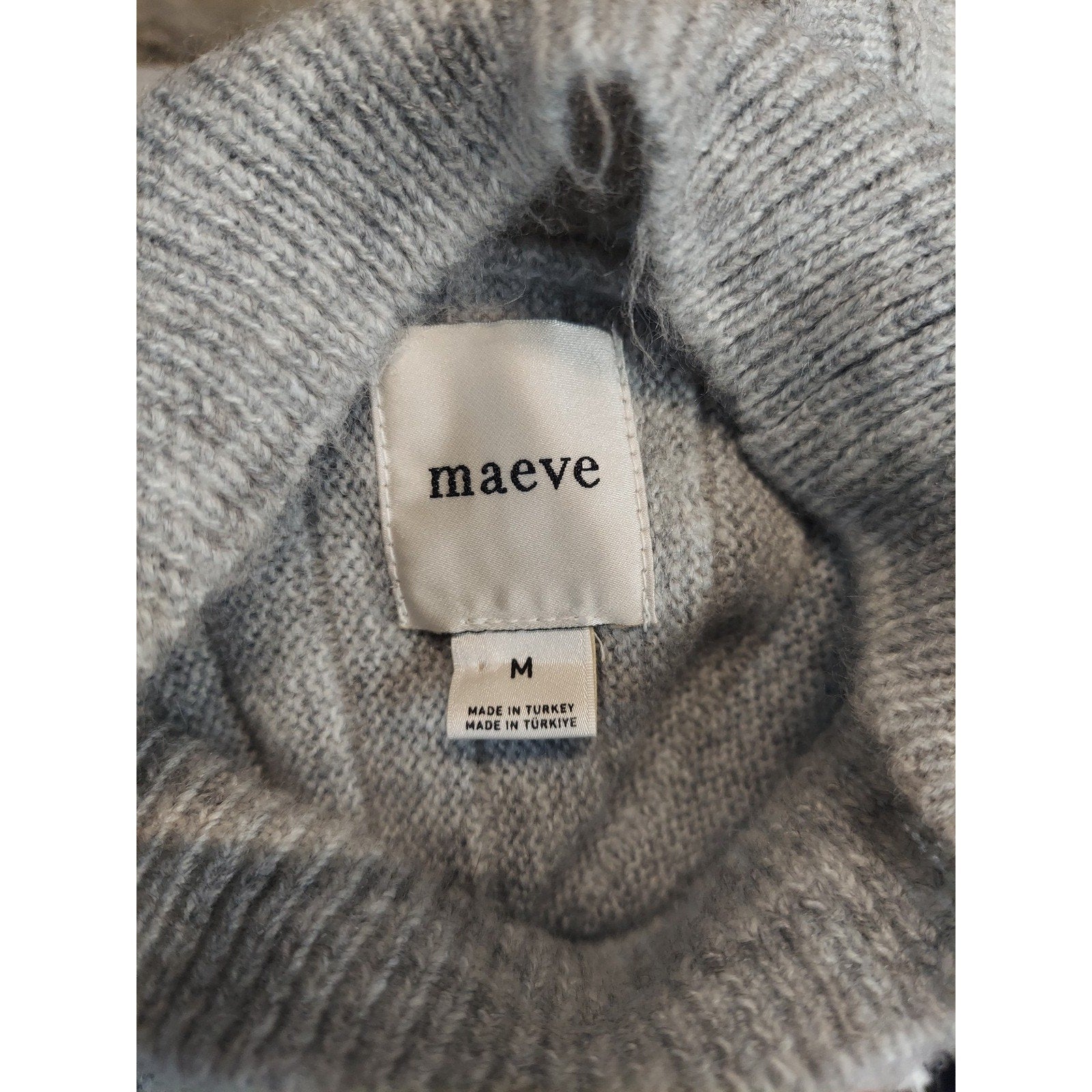 Maeve Womens Mock Neck Sweater M Heather Gray 3/4 Sleeve Swing Pullover Knit