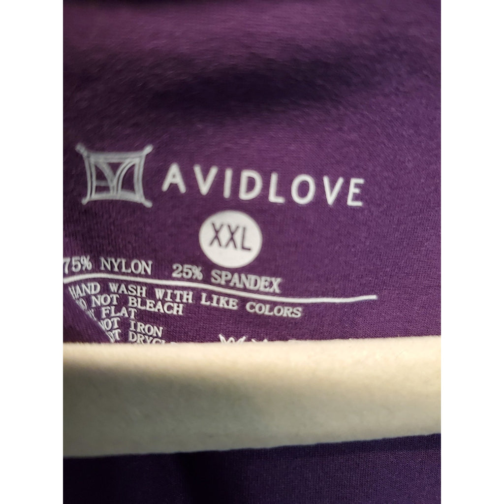 AVIDLOVE Womens Bodysuit XXL Purple Square Neck Long Sheer Mesh Sleeve Nylon