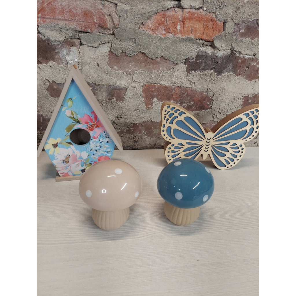 Whimsical Garden Decor Set Gnomes Mushrooms Birdhouse Butterfly Spring Home