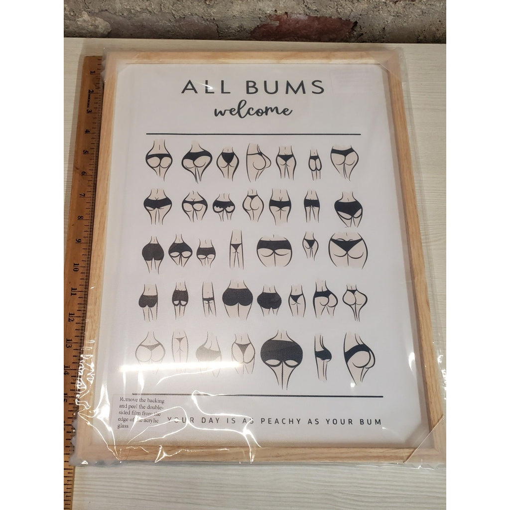 Vitey All Bums Welcome Wall Art Funny Peachy Bum Buttocks Bathroom Decor 16x12