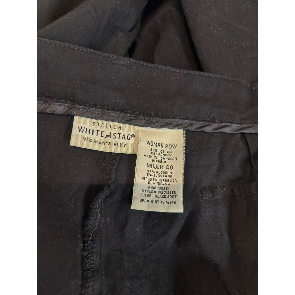 White Stag Womens Plus Capris 20W Black Stretch Cuffed Hem Pants