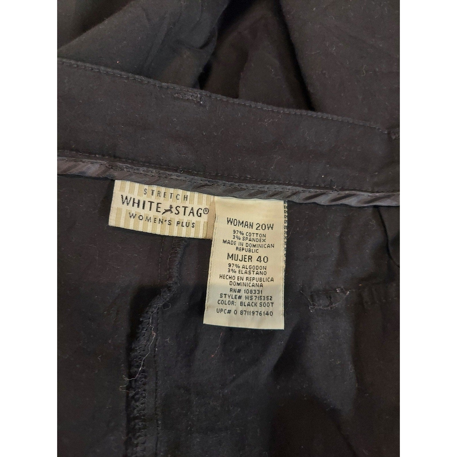 White Stag Womens Plus Capris 20W Black Stretch Cuffed Hem Pants
