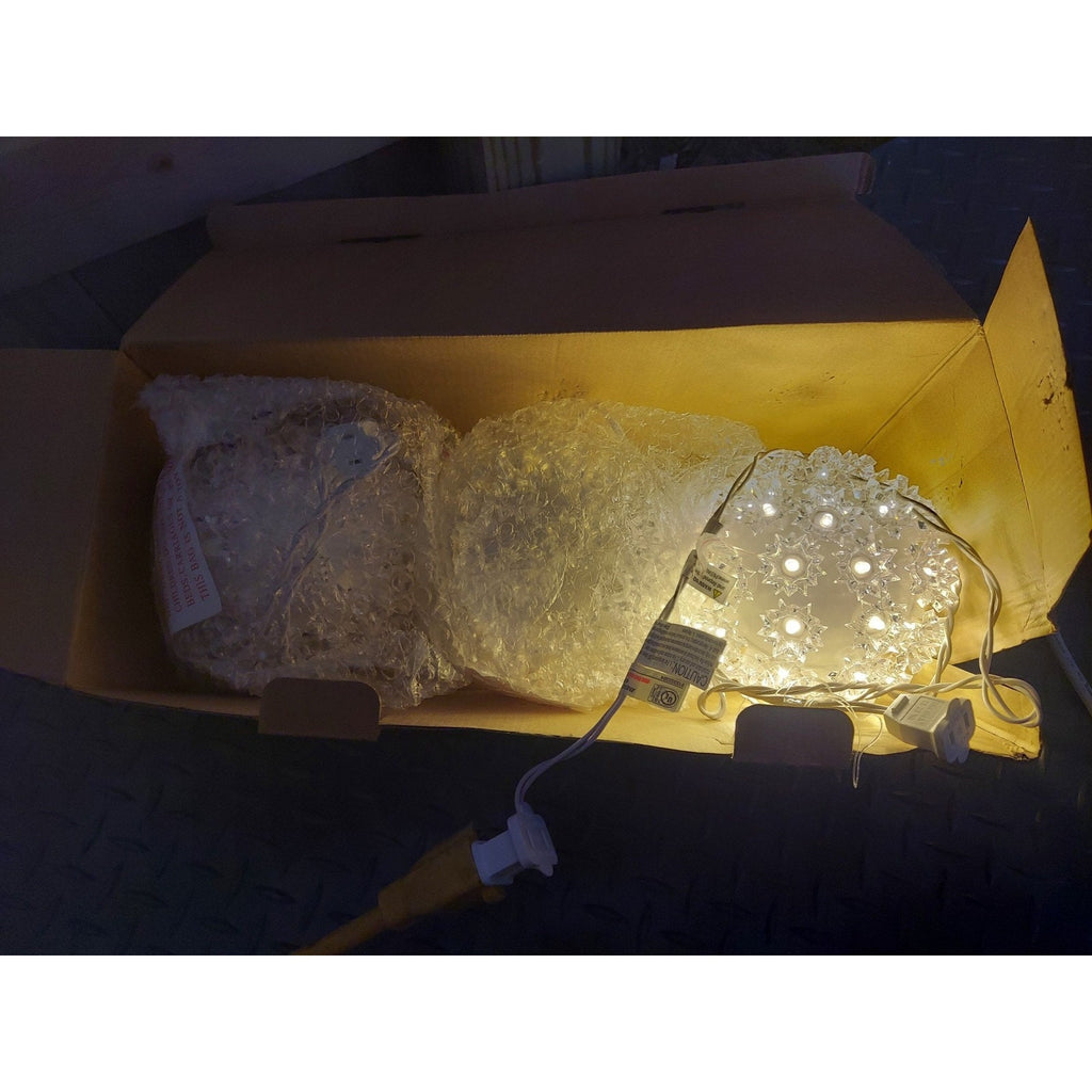 Lighted Decorative Orbs Set of 3 Crystal Star Design 4.5 Inch Hanging Christmas