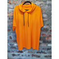Mens Short Sleeve Hoodie XXL Orange Pullover Raglan Athletic Lightweight