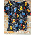 Womens 2X Scrub Top Winnie The Pooh Eeyore Black Multicolor V Neck Short Sleeve