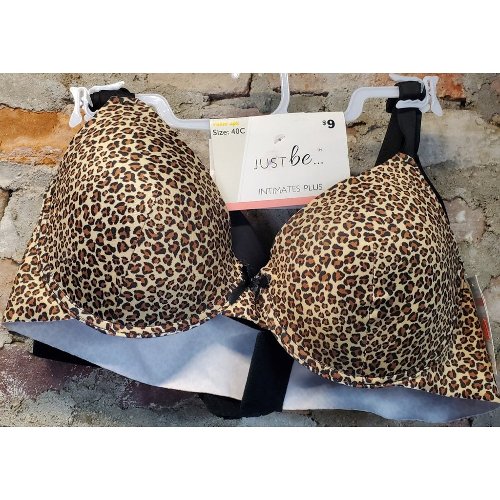 Just Be Intimates Plus Womens Bra 40C Leopard Print Padded Full Coverage