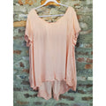 Torrid Womens Plus Size 2x Peach Top Button Back High Low Hem Embroidered Flowy