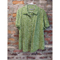 Liz Claiborne Womens 2x Short Sleeve Button Up Shirt Green White Floral Print