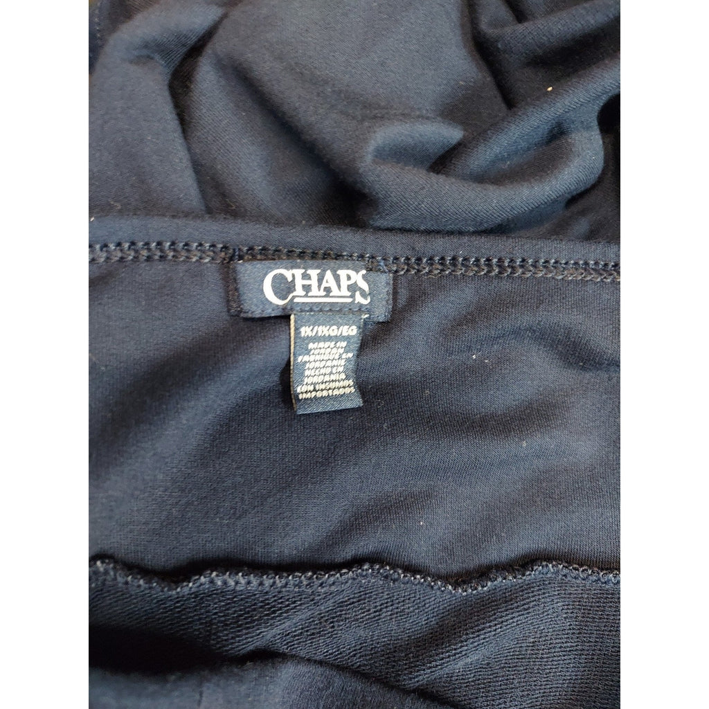 Chaps Womens A Line Skirt 1X Navy Blue Pull On Stretch Flowy Knee Length