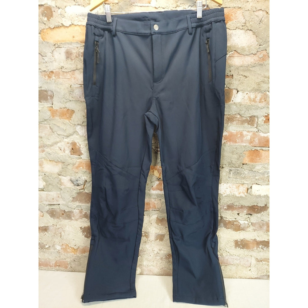 Mens Hiking Pants XL Navy Blue Fleece Lined Zipper Pockets Ankle Zips Snow