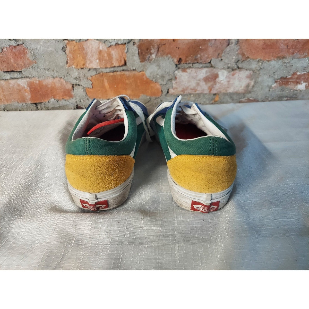 Vans Old Skool Mens 6.5 Womens 8 Blue Green Yellow Multicolor Suede Canvas