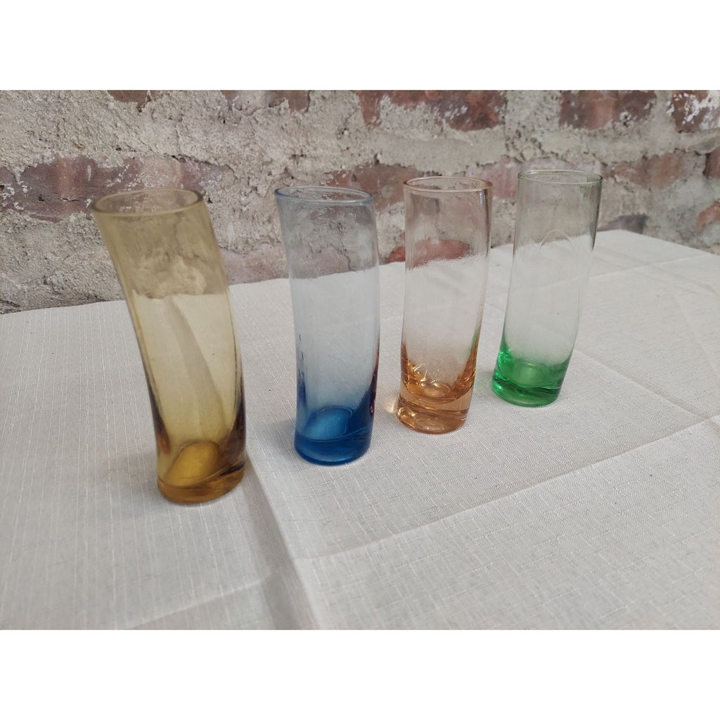 Tilted Shot Glasses Set of 4 Multicolor Leaning Shooter Barware Tumblers 5 Inch