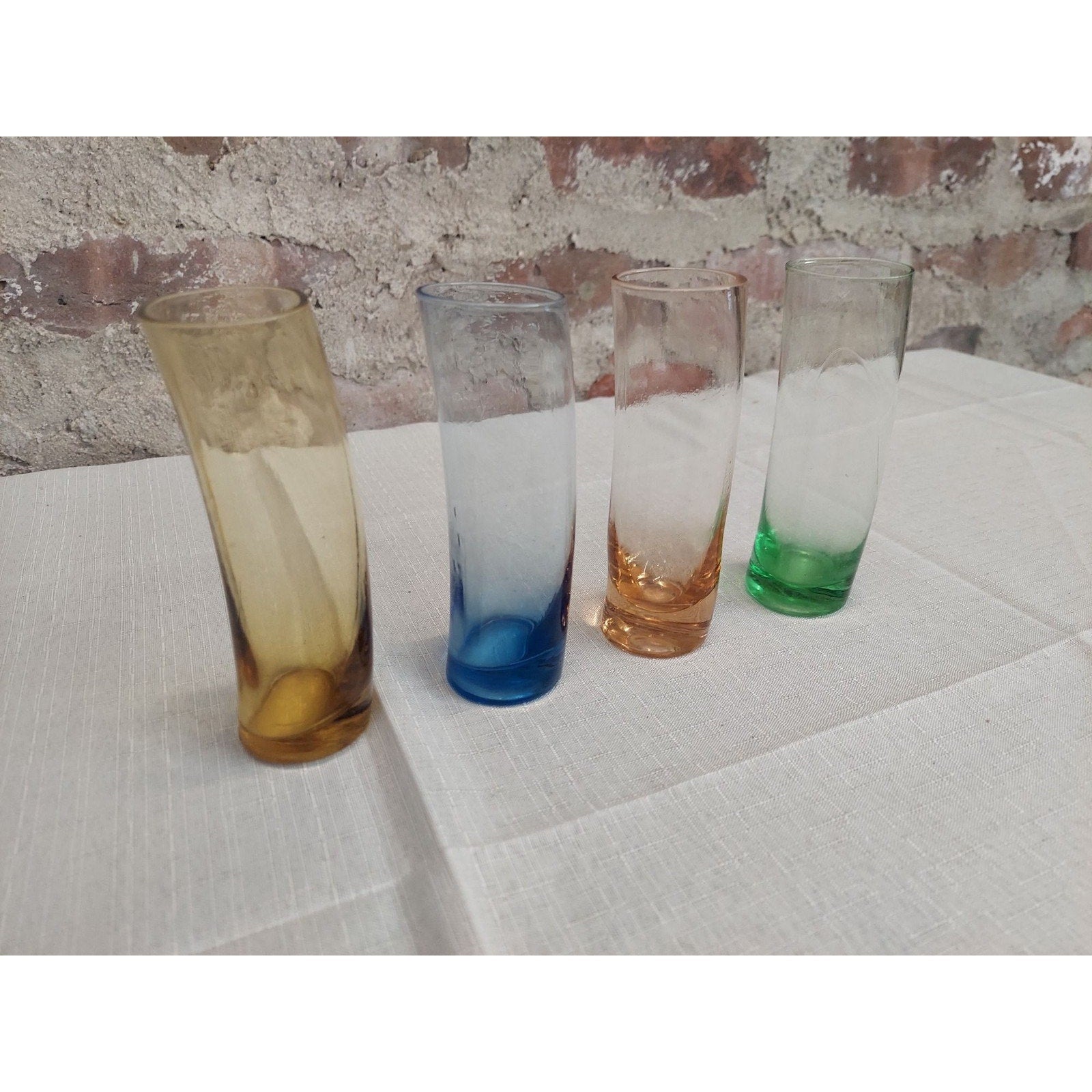 Tilted Shot Glasses Set of 4 Multicolor Leaning Shooter Barware Tumblers 5 Inch