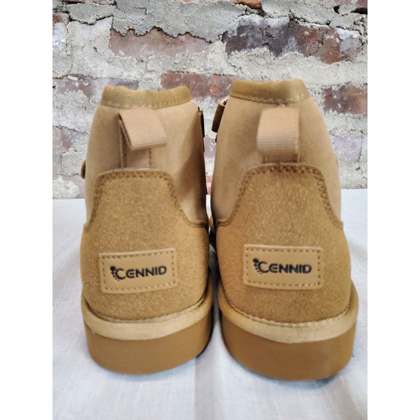 CENNID Womens Boots Size 7 Tan Suede Hook Loop Water Resistant Warm Lined