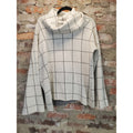 RAIN Womens Pullover Sweater L Cream Black Cowl Neck Grid Pattern Relaxed Fit