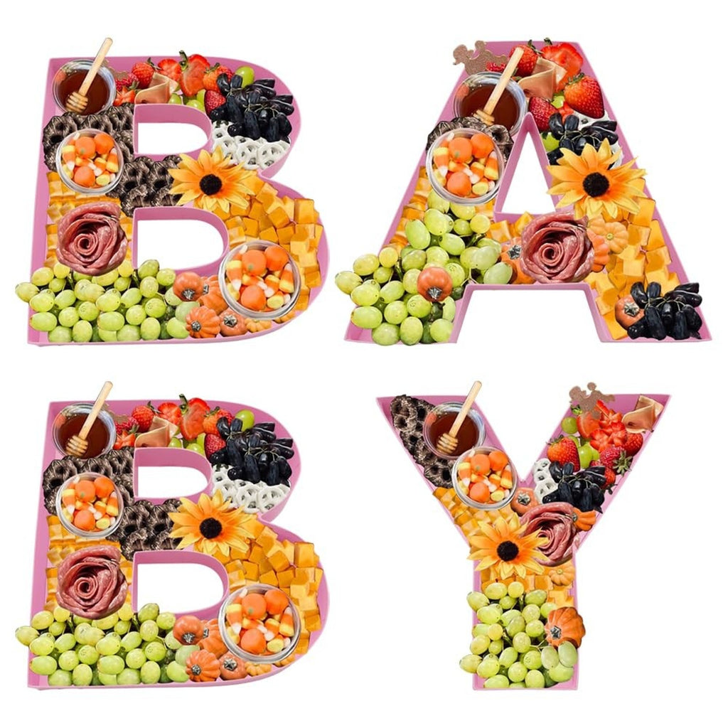 BABY Letters Charcuterie Board Food Candy Tray Baby Shower Party Decoration Pink