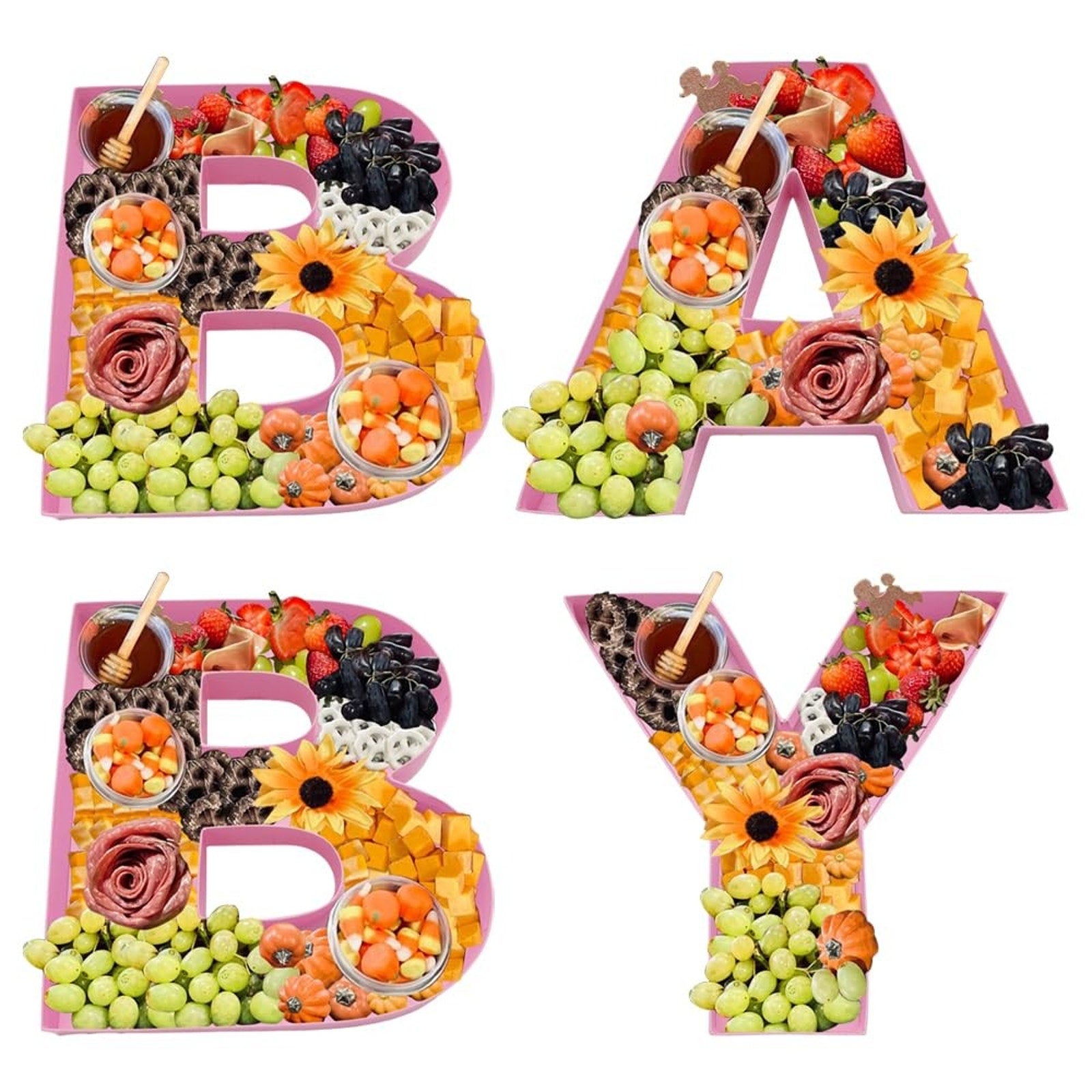 BABY Letters Charcuterie Board Food Candy Tray Baby Shower Party Decoration Pink