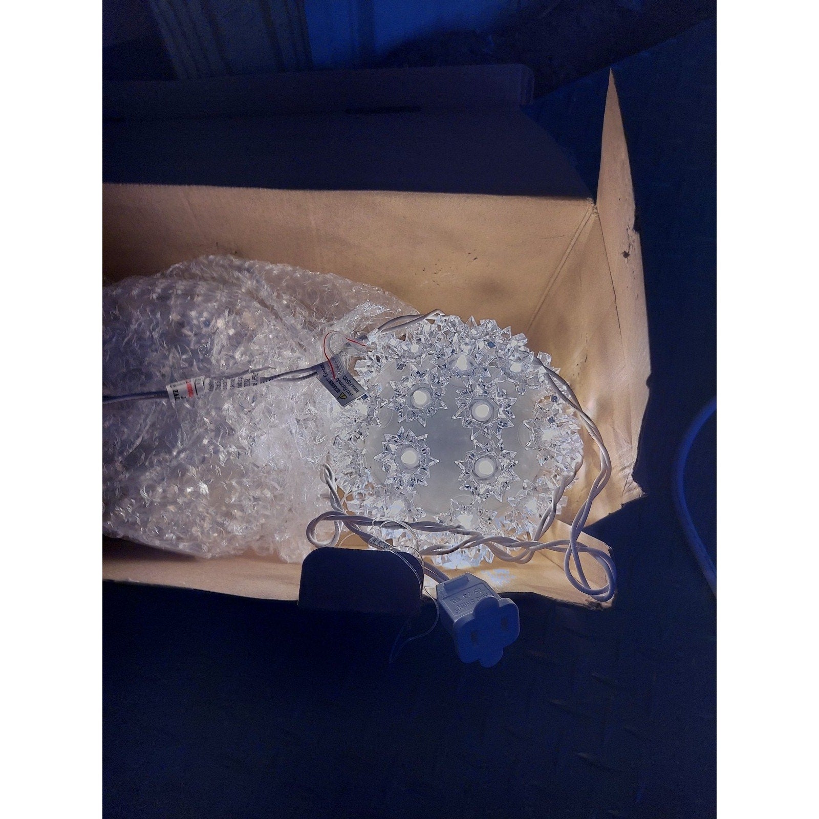 Lighted Decorative Orbs Set of 3 Crystal Star Design 4.5 Inch Hanging Christmas
