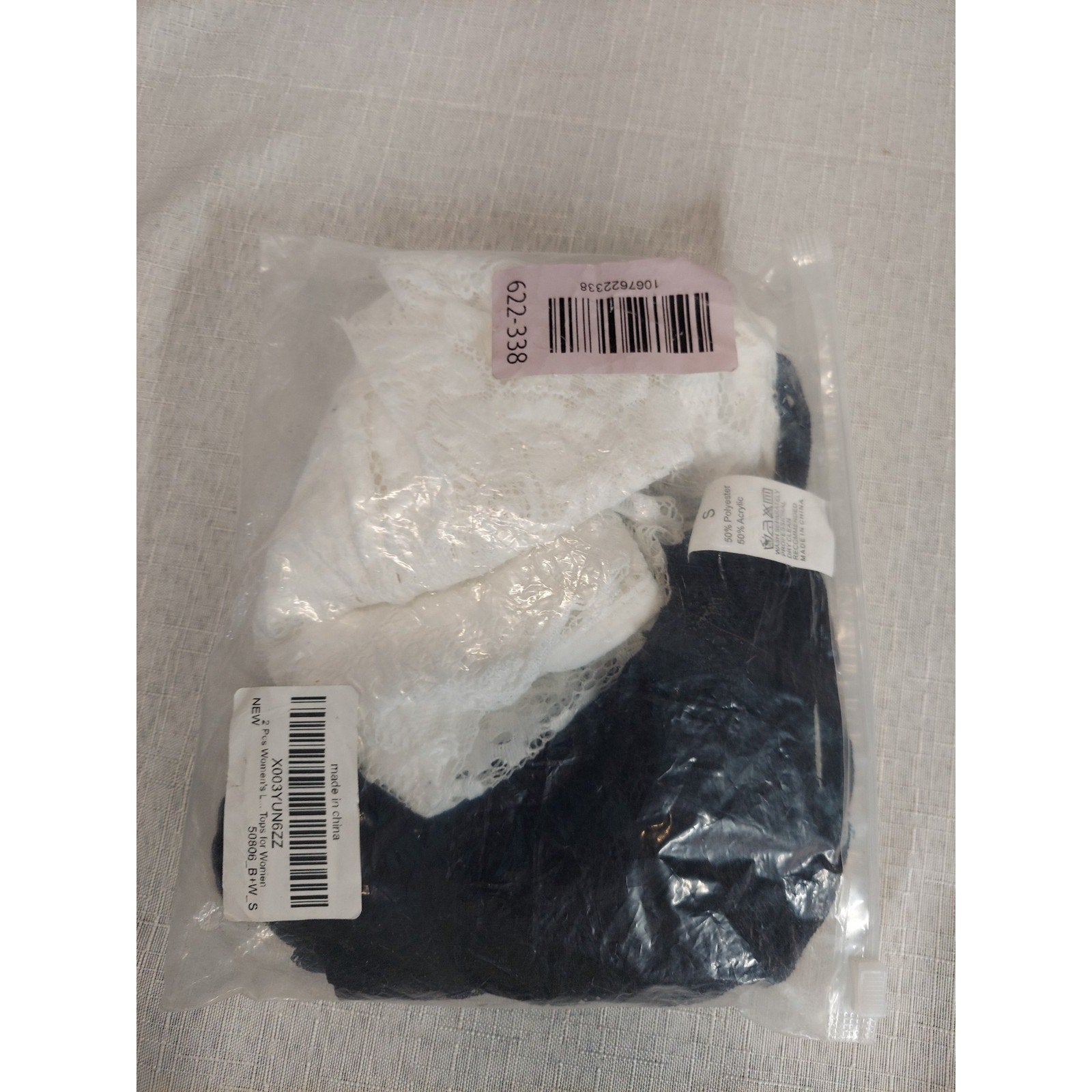 Womens Lace Bralette Crop Top Cami 2 Pack Set Small Black White Strappy New