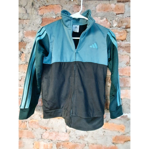Adidas Unisex Boys Tracksuit Set S Small Teal Blue Black Full Zip Athletic