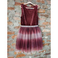 Lilt Girls Dress Size 8 Burgundy Ombre Silver Velvet Tulle Sparkle Party