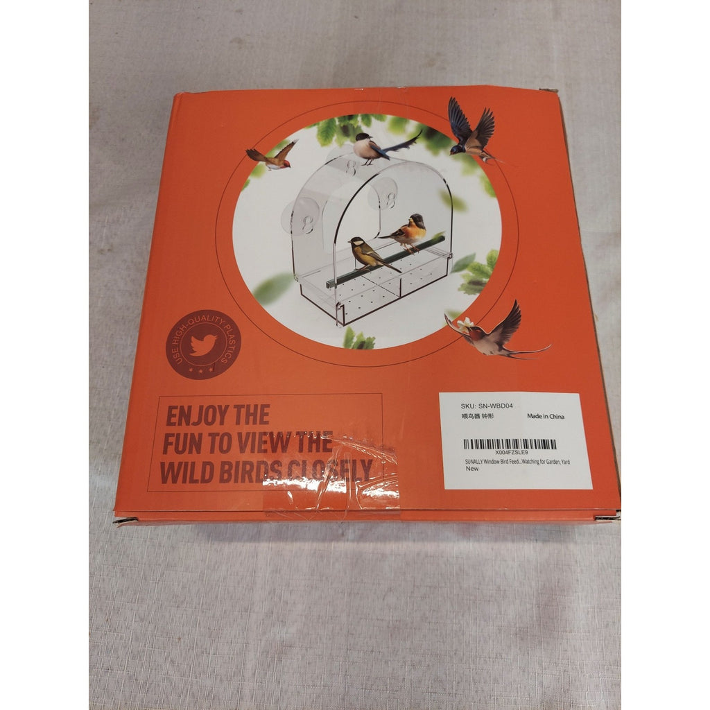 SUNALLY Window Bird Feeder Clear Acrylic Suction Cup Mount Outdoor Garden Yard