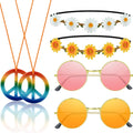 Hippie Costume Accessories Set 60s 70s Retro Peace Sign Sunglasses Headband