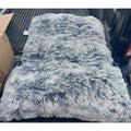 Pet Dog Cat Bed Mat 27x35" Fluffy Shaggy Plush Grey White Non Slip Washable