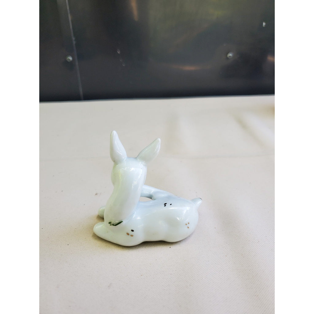 Enesco Fawn Deer Figurine Lying Gold Spots Light Blue White Animal Decor 3 Inch