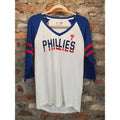 MLB Phillies Genuine Womens Raglan T Shirt M V Neck 3/4 Sleeve White Blue Red