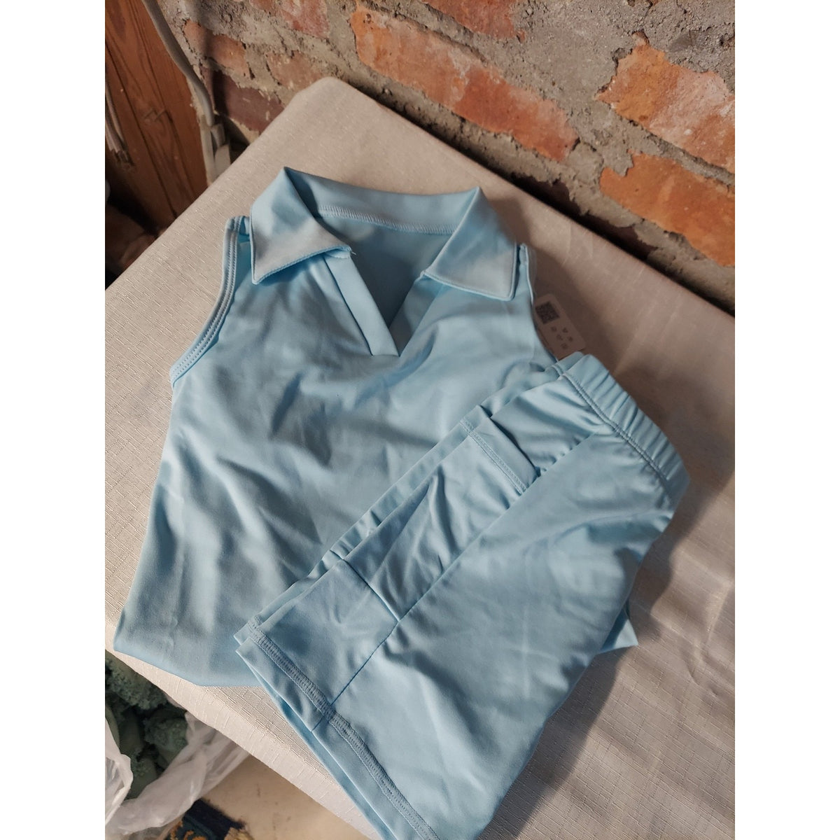 NEW Girls Sz 7/8 Light Blue Tennis Golf Dress Shorts Set Collared Activewear