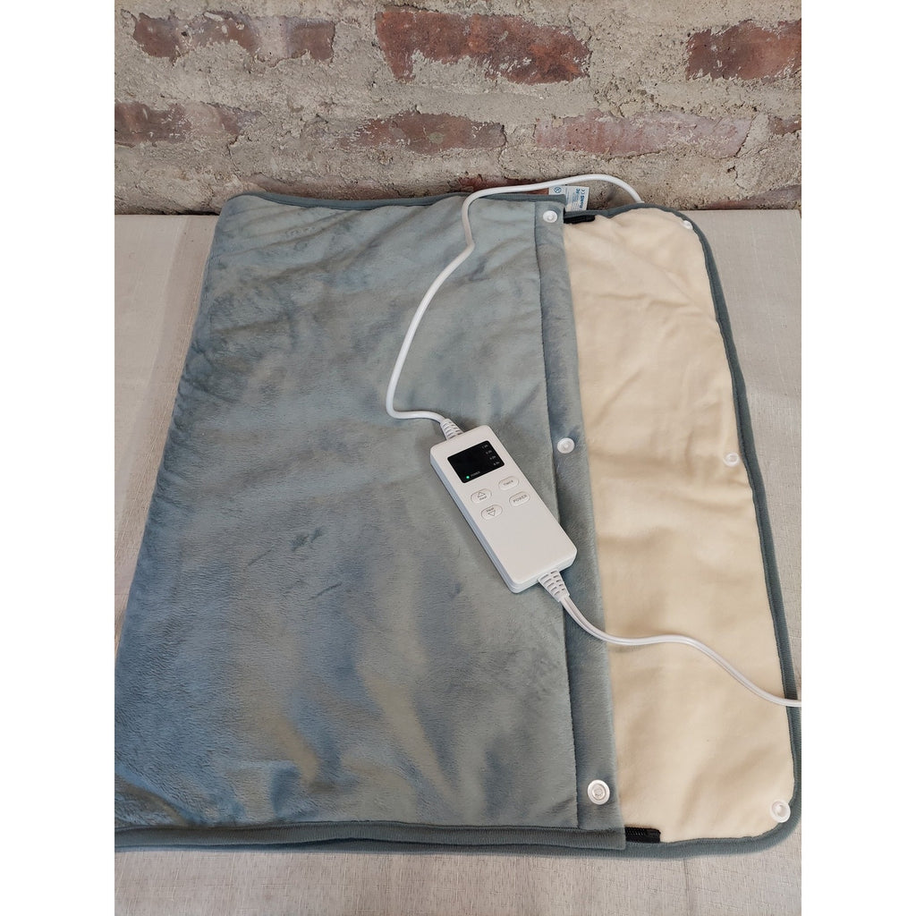 Electric Heating Pad Digital Controller Timer Heat Settings Plush Gray