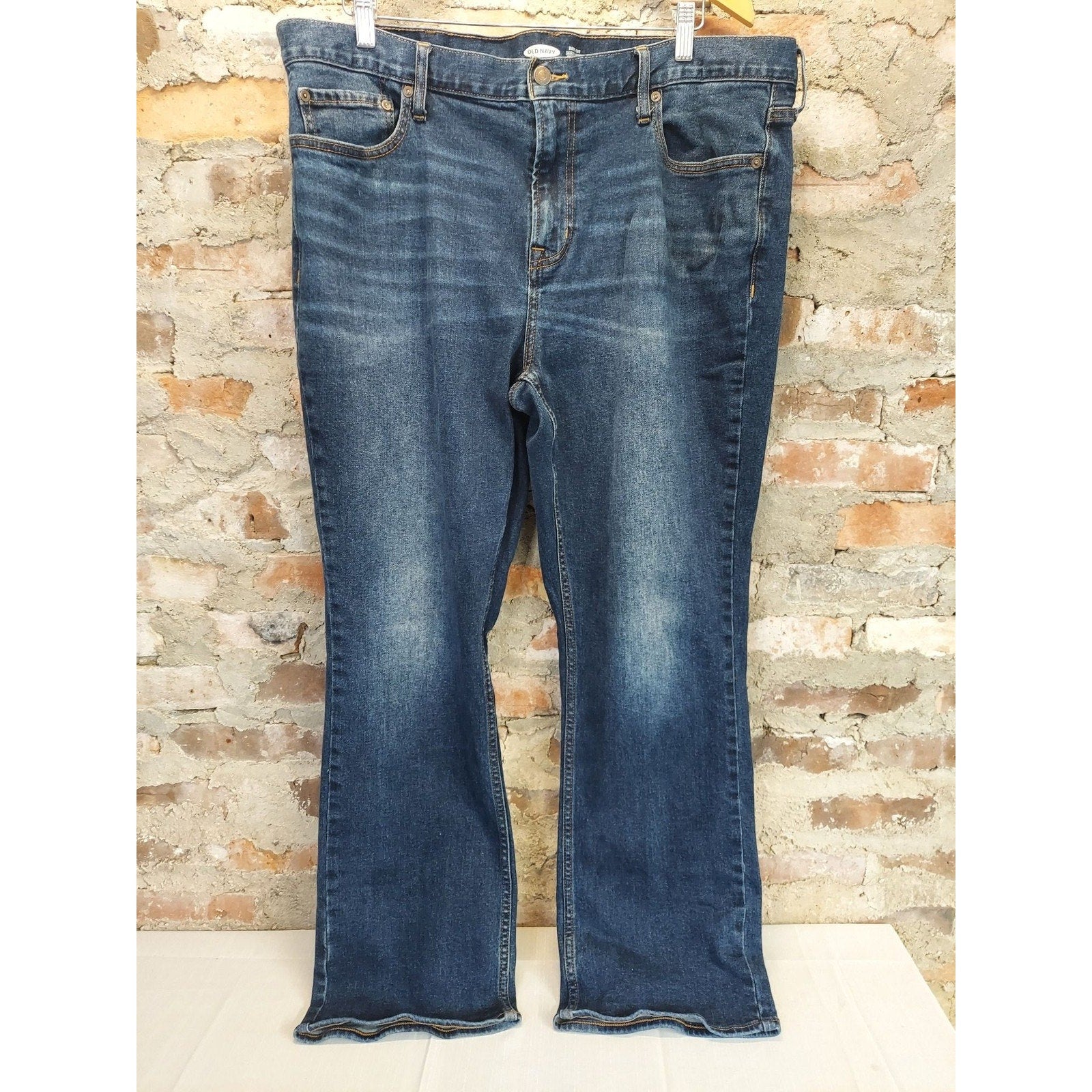 Old Navy Mens Bootcut Jeans 40x32 Dark Wash Blue Built-In Flex Denim