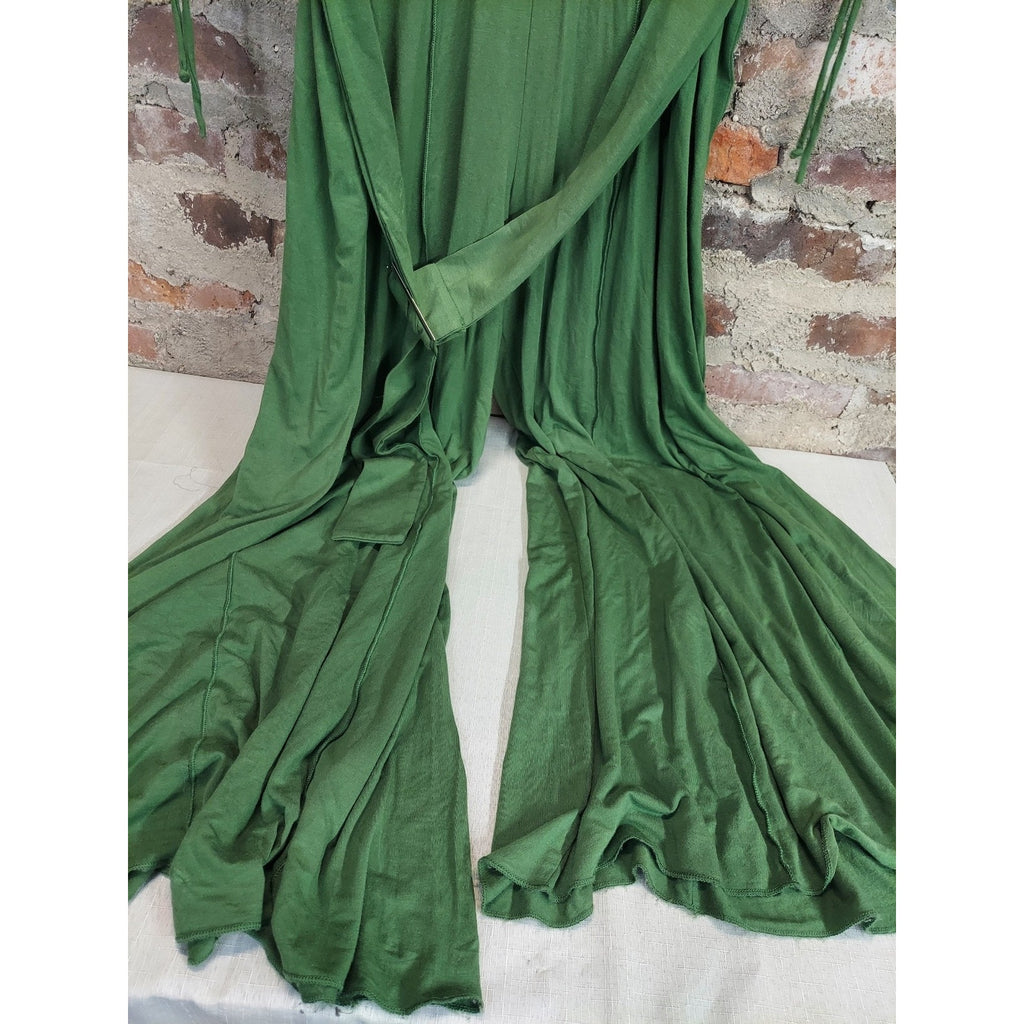 Ashley Stewart Womens Dress 22/24W Green Belted Ruched Sleeve Maxi Rayon