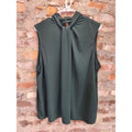 Worthington Womens Plus Top Blouse Size 1X Green High Neck Keyhole Back