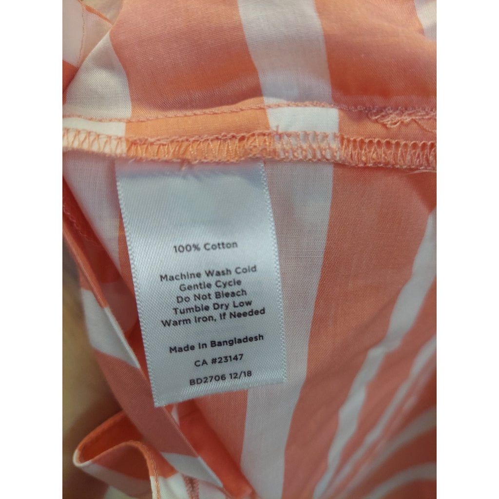 Talbots Womens Shirtdress Button Down Tunic XL Coral White Striped 100% Cotton