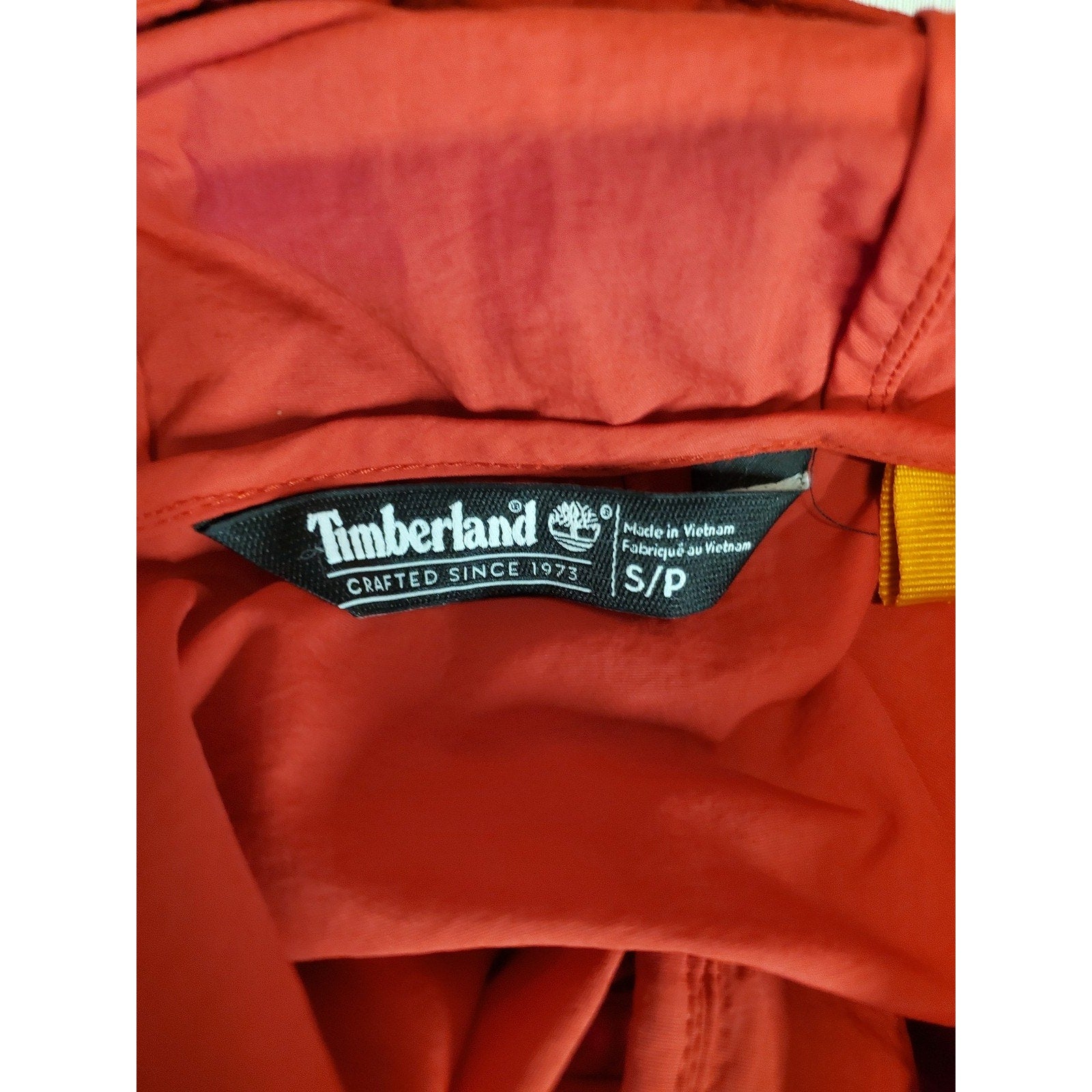 Timberland Mens Windbreaker Pullover Hoodie Small Red Black Colorblock 1/4 Zip