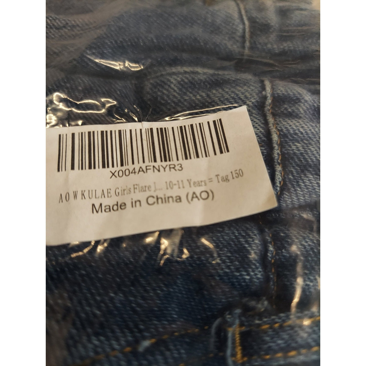 AOWKULAE Girls Flare Jeans 10-11 Years Blue Wash Distressed Ripped Butterfly